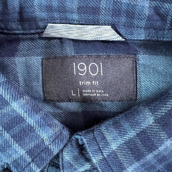 NWT‎ 1901 Blue Indigo Plaid Button Down Shirt (L) - Picture 6 of 8